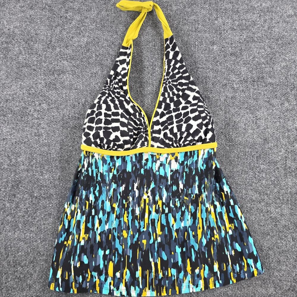 Liz Lange Maternity Women's Tankini Top XS Halter Padded Multicolor Print Swim